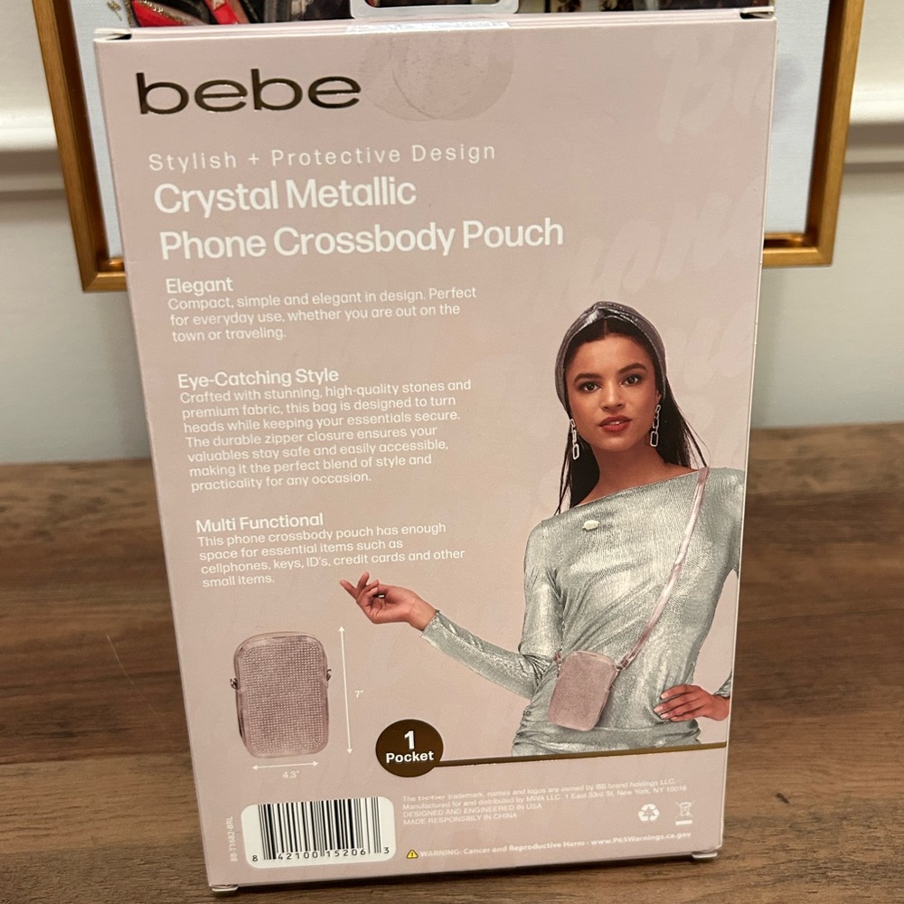 Bebe Crystal Metallic Rose Gold Phone Pouch - Picture 5 of 6